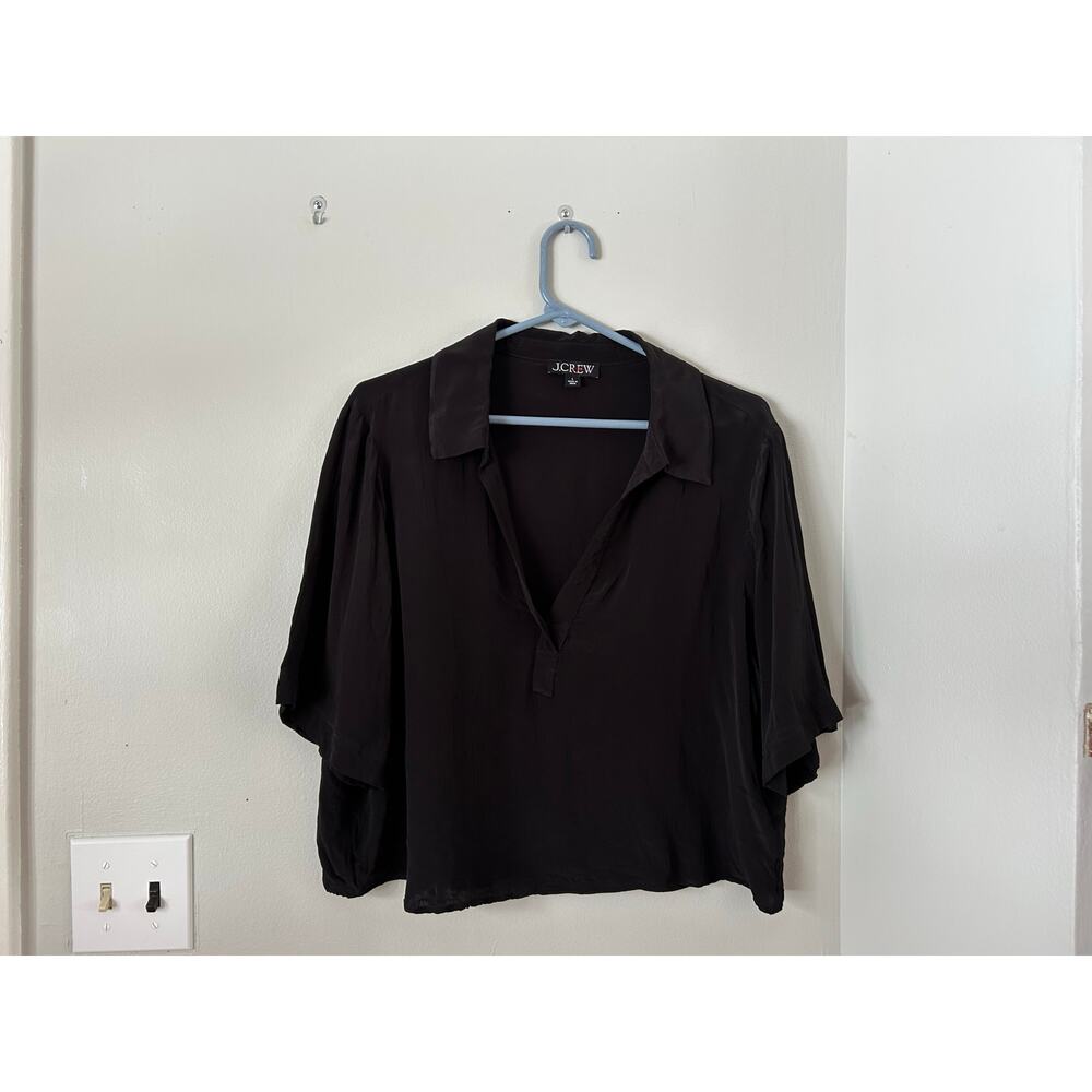J.Crew 100%Viscose Bungalow Popover Top Short sleeved blouse V-neck Size L